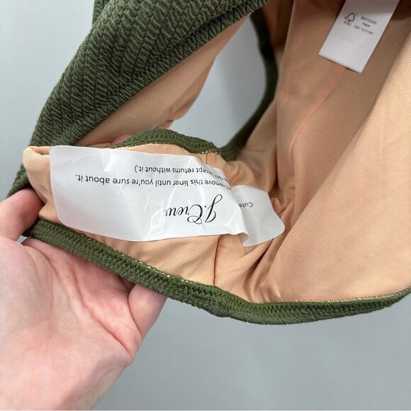 J. Crew One Piece Swimsuit Green Textured Square Neck Shelf Bra Sz 22‎ NEW - Picture 3 of 11
